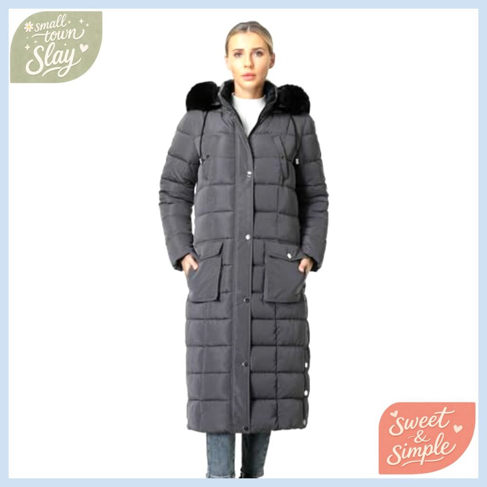 Long Waterproof Puffer Jacket with Removable Faux… - image 2